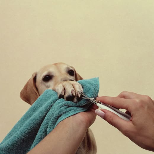 A dog's paw having its nails clipped